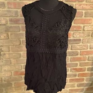 Lacy Sleeveless Black Top